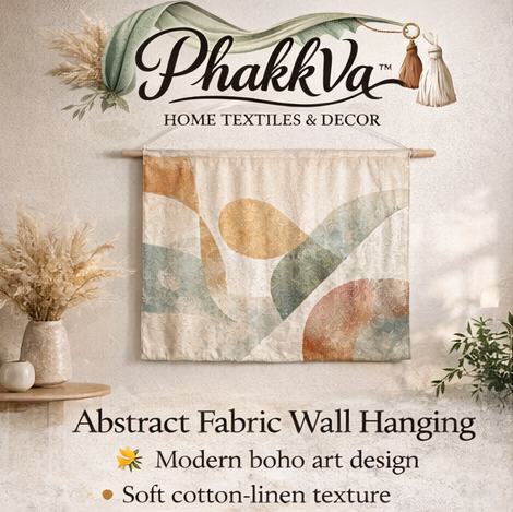 PhakkVa™ Abstract Fabric Wall Hanging – Modern Textile Wall Art, Boho Decorative Tapestry