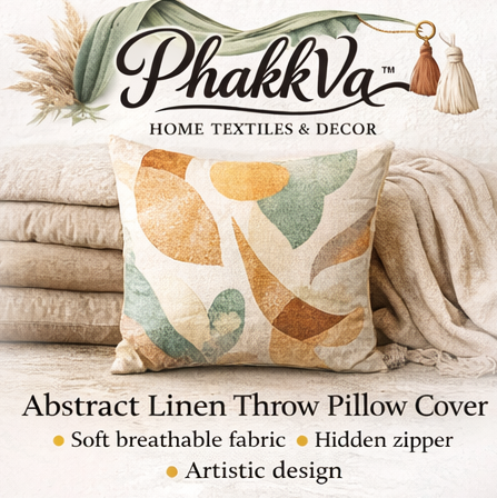 PhakkVa™ Abstract Linen Throw Pillow Cover – Modern Art Decorative Cushion Case, Neutral Boho Home Decor Pillow