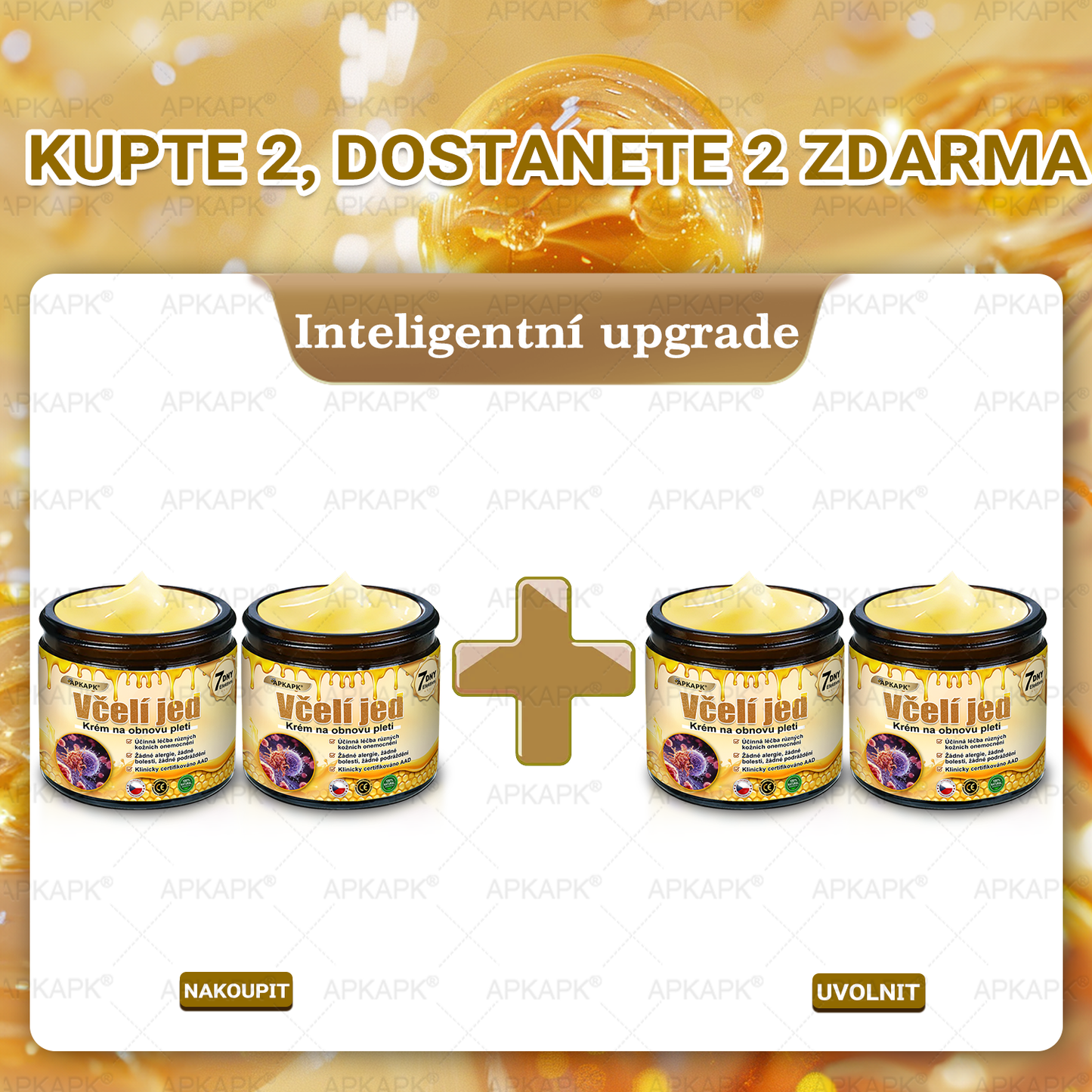 🐝Dermatologicky a klinicky testováno👩‍⚕️APKAPK®Bee Venom Krém na obnovení pleti🐝 pomáhá při léčbě kožních problémů, jako jsou: vrásky, jizvy, pigmentové skvrny, strie, akné, psoriáza, ekzém, kožní změny, podráždění, záněty a další kožní problémy.