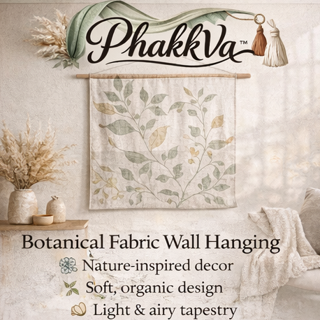 PhakkVa™ Botanical Fabric Wall Hanging – Nature-Inspired Textile Art, Soft Decorative Wall Tapestry